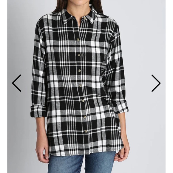 Jachs Girlfriend Flannel Button Front Shirt Size S Black and White - Picture 2 of 12